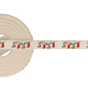 Dekoband Baumwolle Webband Weihnachten 15 mm, Weihnachtssocken kaufen