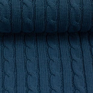 Strickstoff Zopfstrick Baumwolle jeansblau kaufen