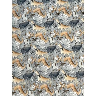 Jersey Stoff Kinderstoff Digitaldruck Happy Dino kaufen