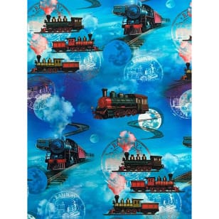 Jersey Stoff Kinderstoff Digitaldruck Zug Sky Train kaufen