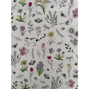 Dekostoff Baumwolle Stoff Leinenoptik Tiere Blumen Breite 140 cm kaufen