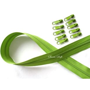 Endlos Reißverschluss grün , Set 2m + 10 Zipper kaufen