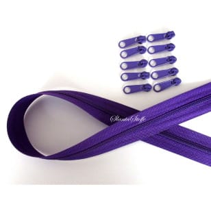 Endlos Reißverschluss violett, Set 2m + 10 Zipper kaufen
