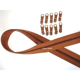 Endlos Reißverschluss mittelbraun, Set 2m + 10 Zipper kaufen