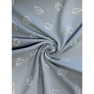 Baumwollstoff Waffeljersey Waffelstrick Elefant hellblau kaufen