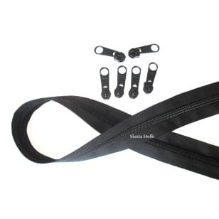 Endlos Reißverschluss schwarz, Set 2m + 6 Zipper kaufen