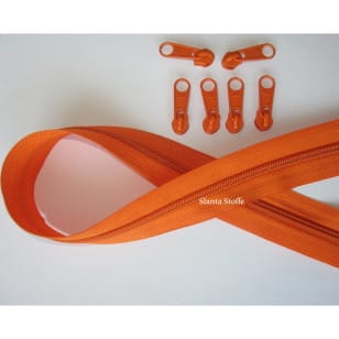 Endlos Reißverschluss orange, Set 2m + 6 Zipper kaufen