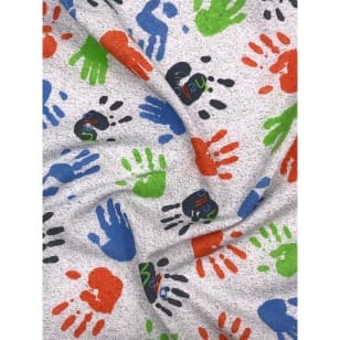 Single Jersey, Kinderstoff Hallo Handabdruck Breite 155cm kaufen
