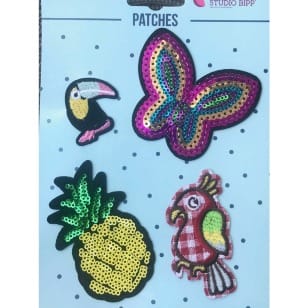 Aufnäher Applikation Patches Ananas Papagei Set 4 Teile kaufen