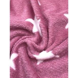 Fleece Jaucquard kuschelig Sterne Rosa Breite 145cm ab 50cm kaufen