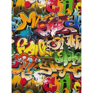 Canvas Stoff Dekostoff Baumwollstoff Retro Graffiti Art ab 50 cm kaufen