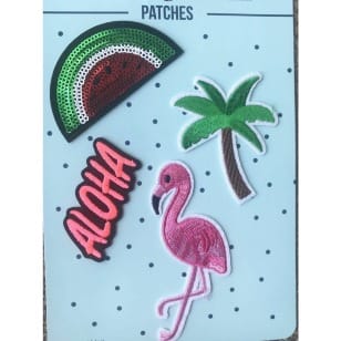 Aufnäher Applikation Patches Aloha Wassermelone Palme Set 4 Teile kaufen