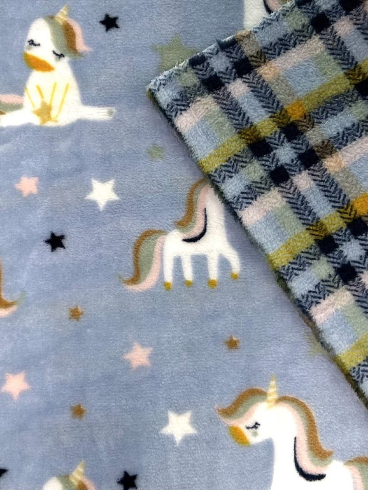 Slantastoffe Fleece Stoff Einhorn Herren Polarjacke Bi-material