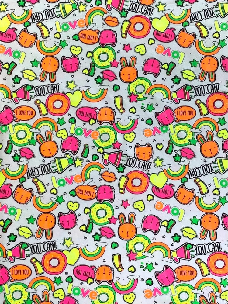 Jersey Stoff Kinderstoff Neon Print € → Jersey Stoffe